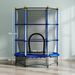 Tappeto Elastico Per Bambini Con Rete Di Sicurezza E Pali Imbottiti Età 3-10 Anni, Ø140 X 190 Cm, Blu_desvips.com