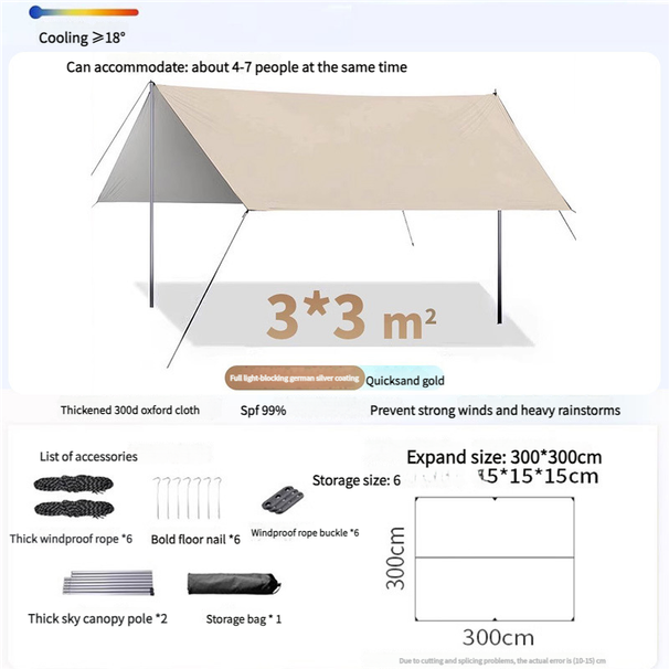 Outdoor Thickened Camping Tent Set Butterfly Shape Rainproof Sunshade Umbrella Black Coating Tarp_desvips.com