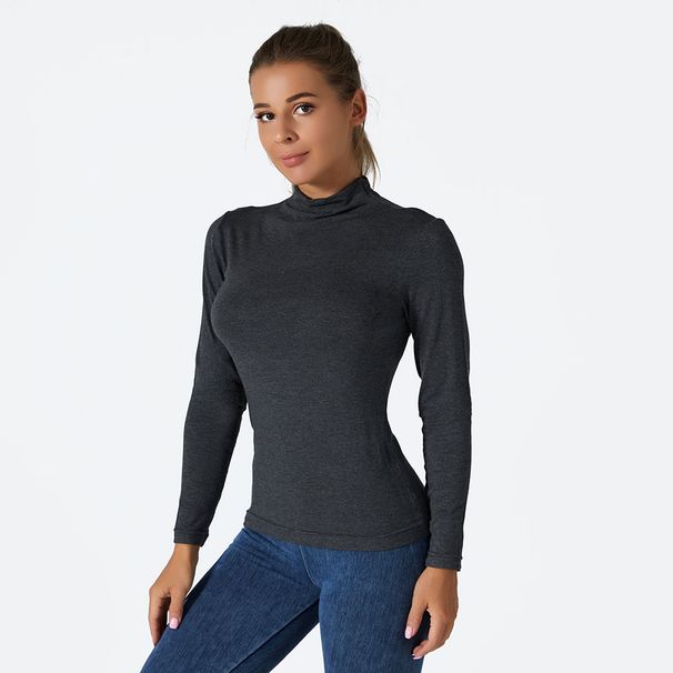 Women's Modal Long Sleeve T-Shirt High Neck Base Layer Slim Fit Plus Size Top New Autumn Winter_desvips.com