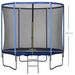 Trampolino Elastico Da Esterno, Tappeto Elastico Per Adulti Da Giardino Con Rete Di Sicurezza E Bordo Imbottito, Giochi Da Giardino E , Ø244x240cm, Blu E Nero_desvips.com