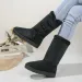 Women Snow Winter Mid-calf Warm Cotton Shoes Fashion Solid Color Button Ladies Brown Long Boots Plus Size 41 240830_desvips.com
