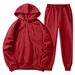 Women's Clothing Autumn and winter men's hooded solid color light plate pullover sweatshirt set casual sports hoodie sweatshirt trousers two piece set_desvips.com