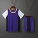 Children's Short Sleeve Fake Two-Piece Plain Set Primary Secondary School Students Jersey Training Competition_desvips.com