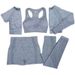 High Waisted Fitness Pants Hip Lifting High Elasticity Seamless Yoga Wear Five Piece Set For Running Workout_desvips.com