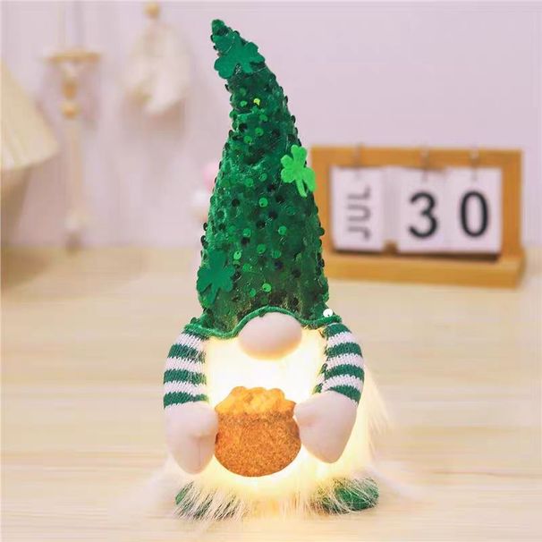 New St. Patrick's Day Decorations, Faceless Doll, Glowing Figurine, Irish Festival Forest Man Doll_desvips.com