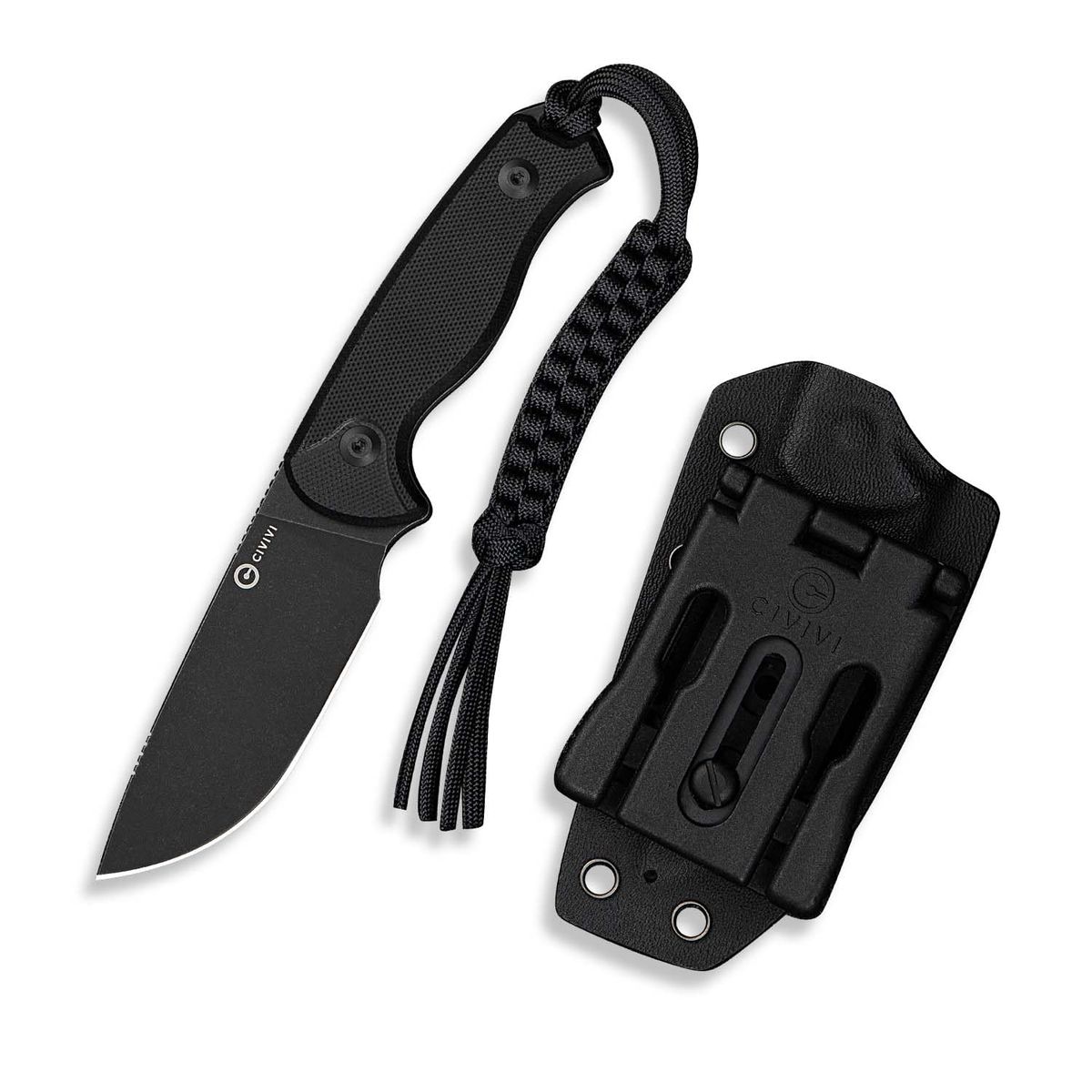 CIVIVI Timberbark Fixed Blade Hunting Knife With Black Kydex Sheath And Clip_desvips.com