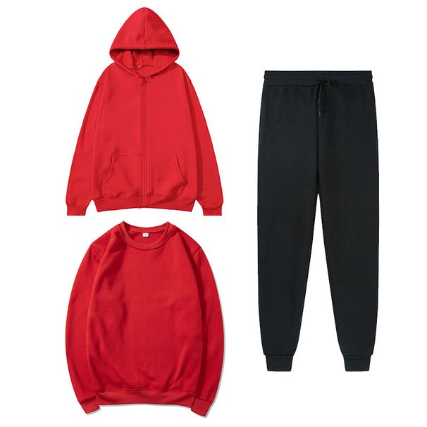 Sports Clothing Hooded Zipper Sweatshirt Suit Sports Suit Autumn And Winter Fleece 3 Piece Cardigan Sportswear_desvips.com