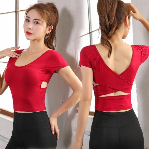 Yoga Clothing For Women Fashion New Summer Tight-Fitting Backless Slimming Professional Sports Running Dance Fitness Set_desvips.com