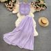 Women's fashion high-waisted lean pressed chiffon skirt two-piece set_desvips.com