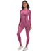 Seamless Knitted Tight High Elastic Long Ski Suit Sports Running Fitness Yoga Outfit Two-Piece Set For Women_desvips.com