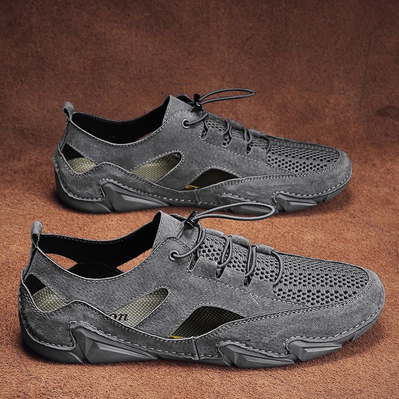 Summer Outdoor Sandals Hand Sewn Casual Men's Shoes Outdoor Wading Men's Baotou Hollowed Out Beach Sandals_desvips.com