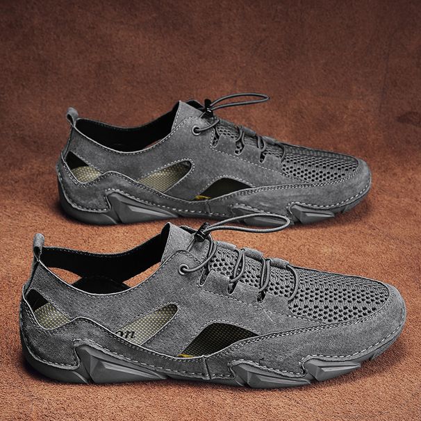 Summer Outdoor Sandals Hand Sewn Casual Men's Shoes Outdoor Wading Men's Baotou Hollowed Out Beach Sandals_desvips.com