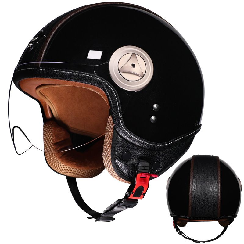 New 3C certified retro helmet with endoscope for all seasons, unisex, three quarter motorcycle and electric vehicle riding helmet_desvips.com