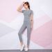 Women's Gym Yoga Wear Two Piece Set Sports Casual Suit Trendy Sports T-Shirt Fitness Body Building_desvips.com