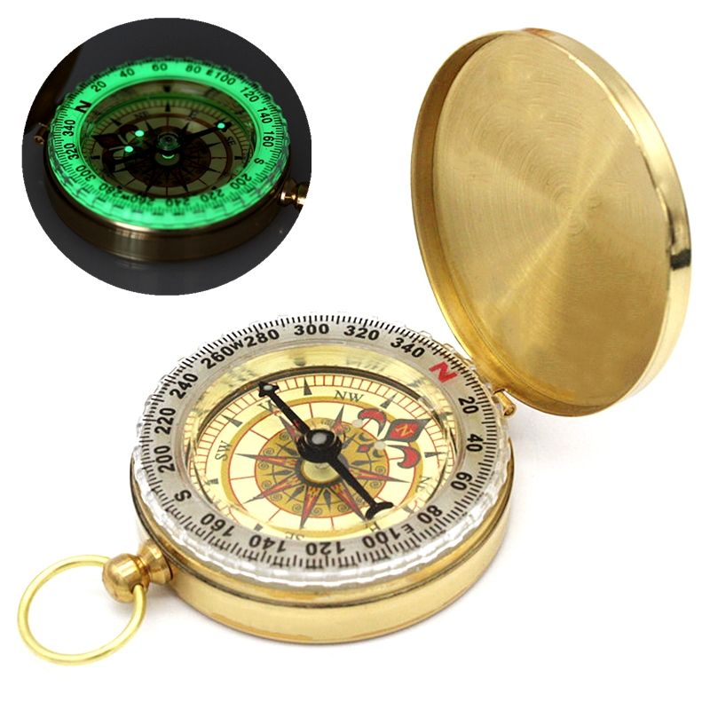 High Quality Camping Hiking Pocket Brass Golden Compass Portable Compass Navigation For Outdoor Activities_desvips.com