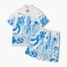Men's Clothing trendy street style youth character digital printing lapel loose casual short-sleeved shirt suit_desvips.com