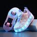 Boys' Summer Light-Up Sneakers For Kids, Girls' Roller Skates With Double Wheels And Flashing Lights_desvips.com