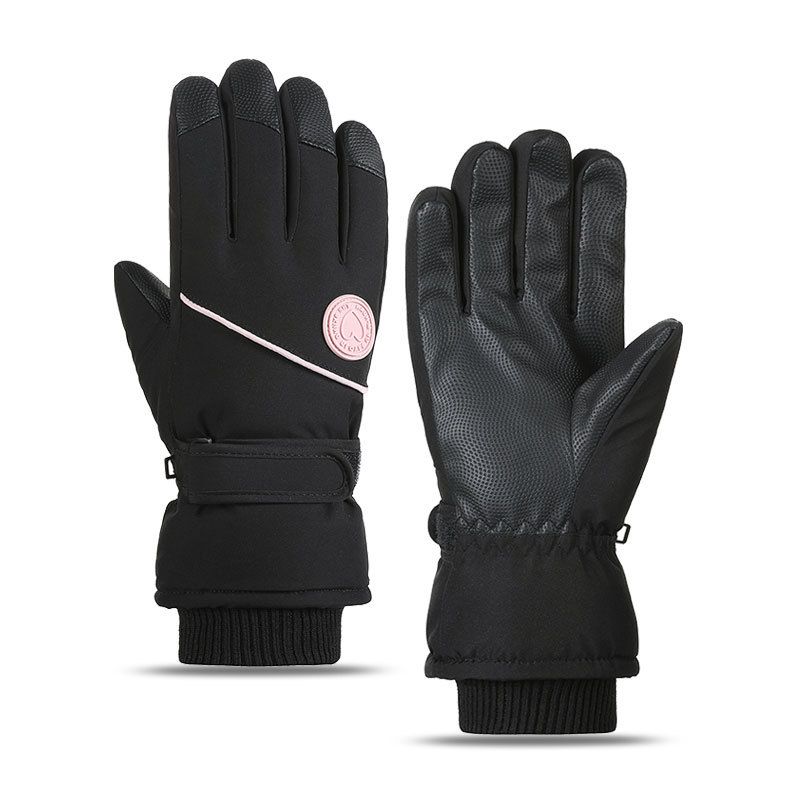 Winter New Warm Ski Gloves For Women Outdoor Snow Play Riding Cold-Proof Windproof Fleece-Lined Thickened Five-Finger Gloves_desvips.com