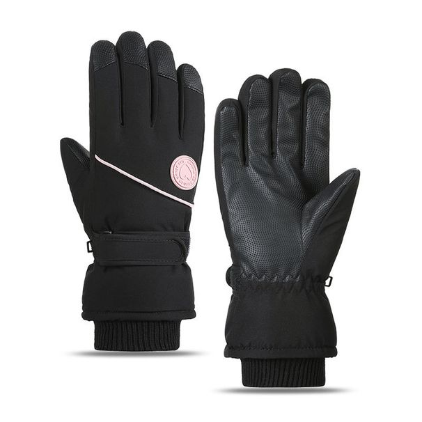 Winter New Warm Ski Gloves For Women Outdoor Snow Play Riding Cold-Proof Windproof Fleece-Lined Thickened Five-Finger Gloves_desvips.com