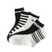 Spring Autumn Striped Mid-calf Socks, Black And White Women, Ins With Letters, Versatile High-waisted Sports Socks For_desvips.com