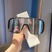 Korean Style Spring Summer One-piece Sunglasses Women With Large Faces, Windproof Cycling Glasses Men, Trendy Reflective_desvips.com