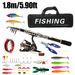 Carbon Fiber Lure Sea Telescopic Rod Spinning Reel Travel Saltwater Freshwater Fishing Set_desvips.com