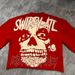 2025 New Seven-Quarter Red Harajuku Style SWIPEYATL Skull Short Sleeve Fashion Round Neck T-Shirt_desvips.com