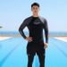 Men's Gray Long-Sleeve Swimwear 2026 Summer Boys' Sun-Protective Surfing Suit Adult Anti-Embarrassment Swim Trunks Set_desvips.com