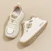 Hollow Cutout Platform Sneakers Women Lace Up Contrast Color Thick Wedge Sole Non Slip Casual Walking Dad Shoes_desvips.com