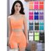Women's Seamless Elastic Bandeau Yoga Exercise Set High Waist Tummy Control Square Pants Hip Lifting Beautiful Back Bra_desvips.com