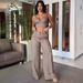 Women's Clothing sweet and spicy style sexy navel baring suspenders high waist wide leg pants suit for women_desvips.com