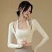 Spring Quick Drying Sports Suit Long Sleeved Tank Top With Supportive Bra Pads Faux Two Piece Fitness Outfit Yoga Wear For Running_desvips.com