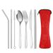 Outdoor Tableware Stainless Steel Portable Tableware Knife, Fork, Spoon, Chopsticks And Straws Seven-piece Set Tableware Storage Bag Gift Set_desvips.com