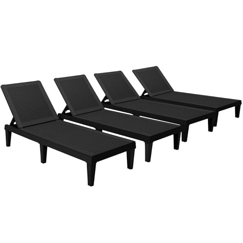Devoko Outdoor Chaise Lounge Chair Set Of 2, Waterproof PP Lounge Chairs_desvips.com