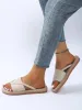 Vacation Apricot For Women, Minimalist Corduroy Toe Post Design Thong Sandals Senior Designer Summer Outdoor Casual_desvips.com