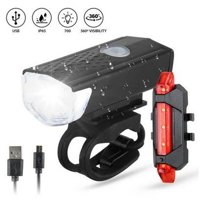2255 Bicycle USB Rechargeable Super Bright Lighting Tail Light Set Mountain Bike Night Riding Front Headlight_desvips.com