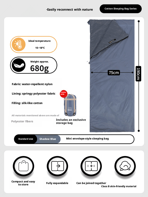 Sleeping Bag Outdoor Lightweight Adult Camping Autumn Winter Thin Tent Quilt All-Season Portable Dirt-Proof_desvips.com