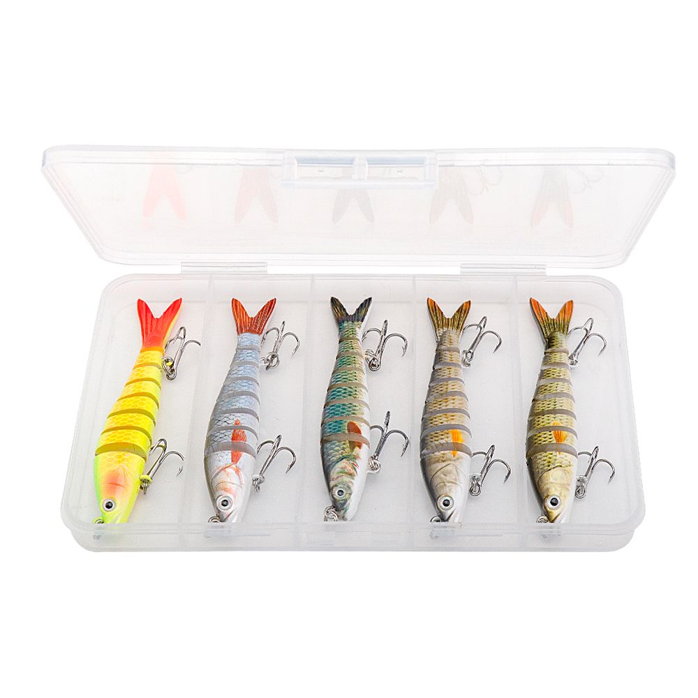TREHOOK 5pcs/box 10cm 10.5g Sinking Swimbait Wobbler Pike Fishing Lures Artificial Multi 8 Segments Jointed Hard Bait Tackle Kit_desvips.com