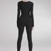 Cross-Border New Threaded High-Quality Fabric Women's Long-Sleeve Bodysuit Shapewear Butt-Lifting Yoga Jumpsuit In Stock_desvips.com
