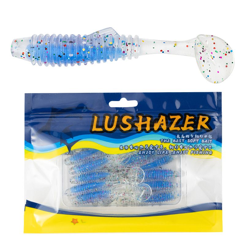 Shark Scavenger|10-piece Set Of Sandwiched Threaded T-tail Bionic Lures, Soft Worm Artificial Baits, Lead Head Hooks_desvips.com