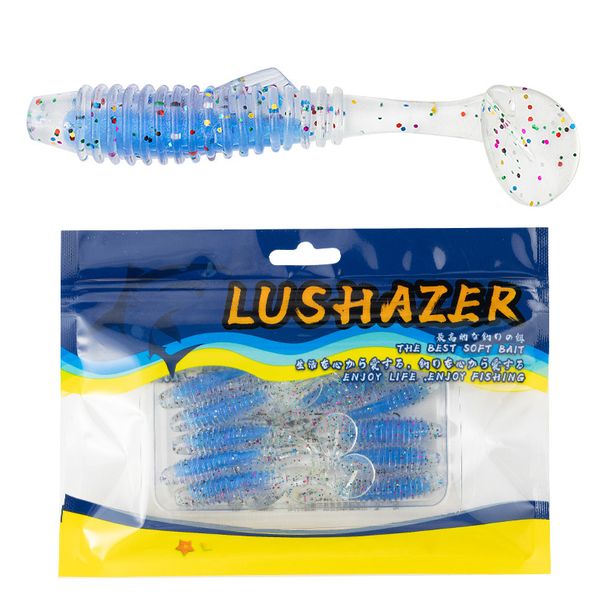 Shark Scavenger|10-piece Set Of Sandwiched Threaded T-tail Bionic Lures, Soft Worm Artificial Baits, Lead Head Hooks_desvips.com