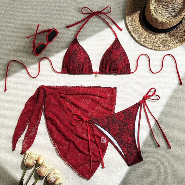 Lace Sexy Bikinis Female Swimsuits Women Three-Piece Swimwear Beach Swimming Wear Bathing Suits Brazilian Bikini Set_desvips.com