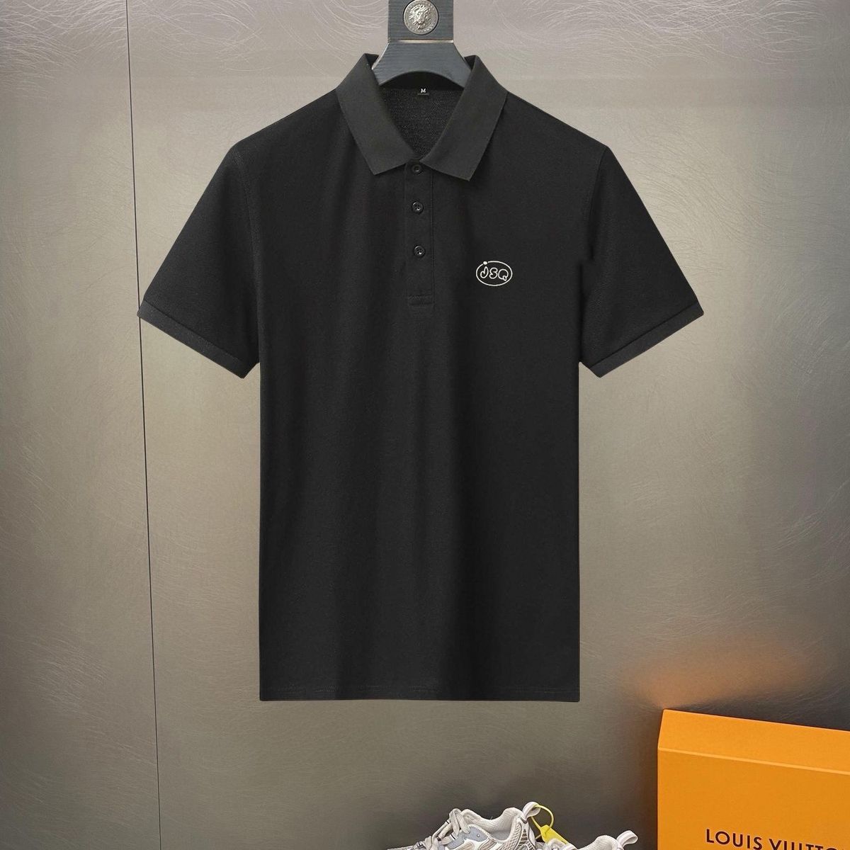 Trendy Brand Jiasiqi Embroidered Letter Polo Shirt Men's Business Casual Half Sleeve T-Shirt Top_desvips.com