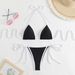 Sexy Lace-up Solid Color Bikini Swimsuit Women's Three-point Bikini_desvips.com