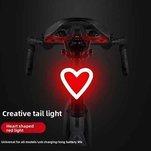 Heart Shaped LED Rear Light For Mountain & Road Bikes, Rechargeable Safety Warning Light, Decorative Cycling Gear For Kids_desvips.com