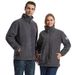 Premium Double-Layer Fleece Jacket For Men & Women - Warm Winter Windproof Reversible Stand Collar Coat With Zipper Closure (Black, Dark Grey)_desvips.com