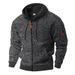 Cross-Border American Heavyweight Fleece-Lined Men's Retro Cationic Workwear Pocket Hooded Zipper Trendy Sports_desvips.com