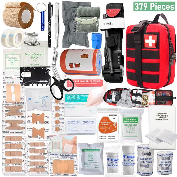 379Pcs Portable First Aid , Home Outdoor Travel Emergency Bag, Camping, Hunting, Hiking, Multifunctional Mountaineering_desvips.com
