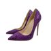Purple snake skin patterned socialite high 12CM pointed thin heels shallow mouth single soft leather women's shoes_desvips.com