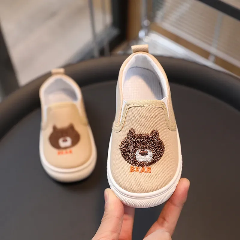 Cute Bear Strawberry Kids Canvas Children School Slip-on Sneakers Littlesprouts Unisex Boy Girl Flat Casual Shoes 20-31_desvips.com